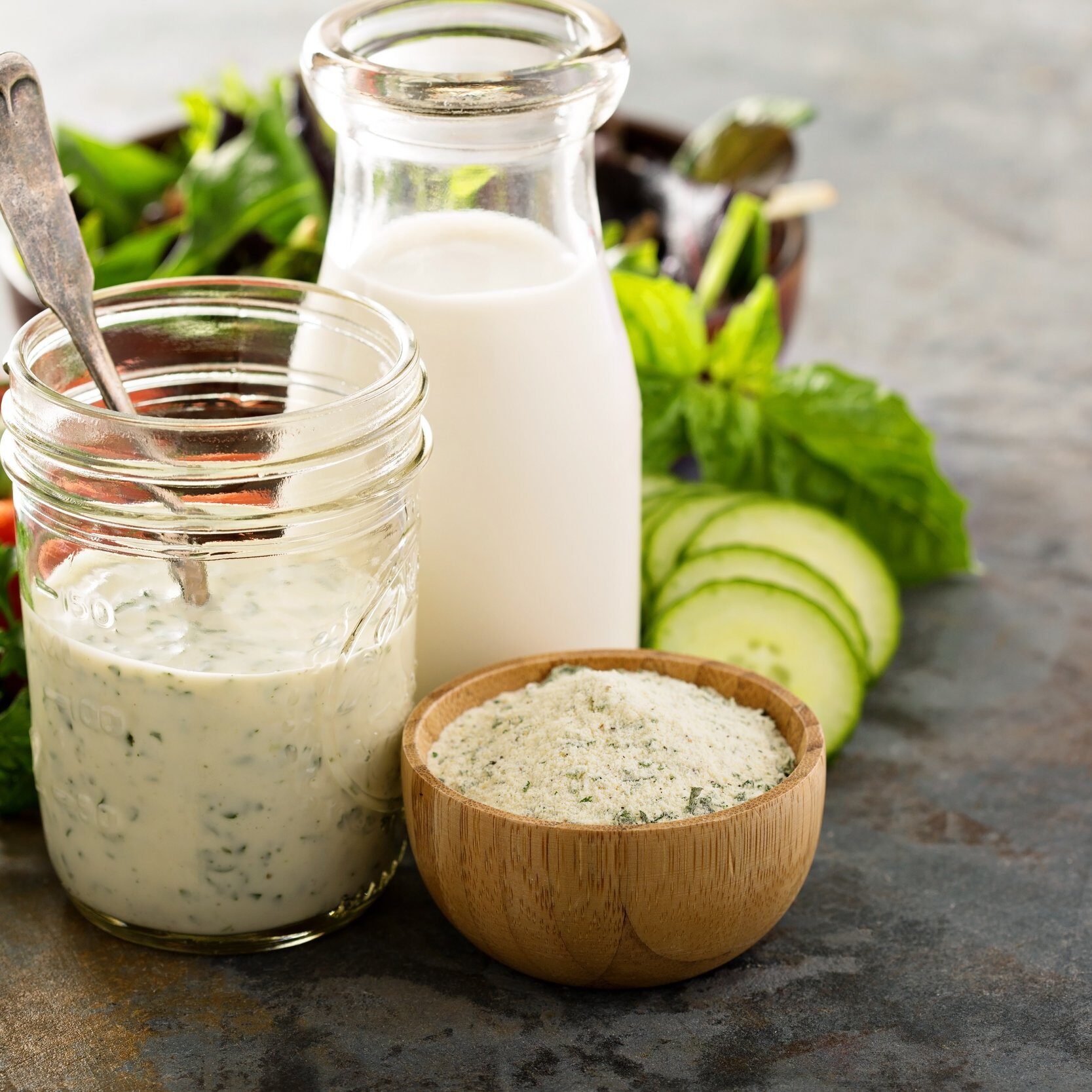 Making ranch dressing from a dry mix with milk and yogurt